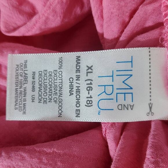 Time and Tru Pink Cotton Matching Set Size XL 16-18 Casual Pink Short Set - Picture 4 of 11
